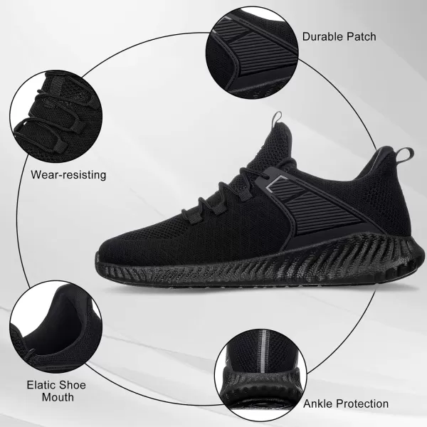 Running Shoes for Men Sneakers Lightweight Comfy Casual Memory Foam Workout Shoes for Walking Tennis Athletic Indoor Outdoor All Black 10