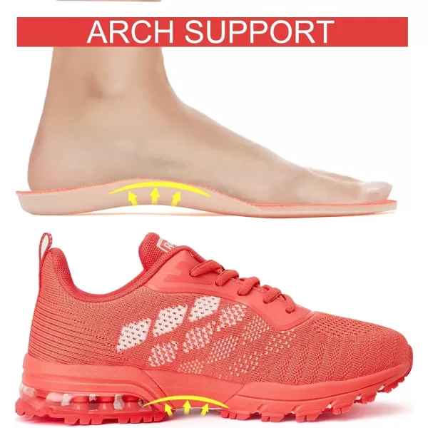 Women Running Shoes Air Sneakers  Breathable Tennis Shoes Women No Slip Athletic Shoes Lightweight Sports Cross Trainers for Workout Gym Jogging Orange Size 95