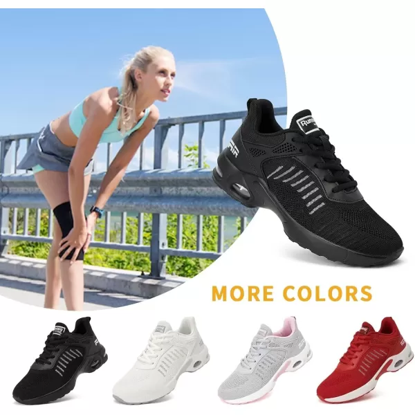 Womens Air Sneakers Running Shoes  Breathable Tennis Shoes for Womens Walking Shoes for Athletic Gym Workout All Black Size 10