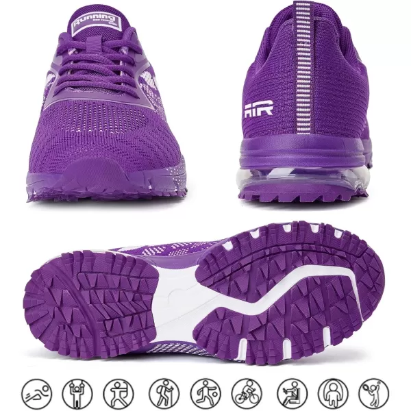 Womens Running Sneakers Air Shoes  Purple Tennis Shoes Women Non Slip Breathable Workout Shoes Lightweight Sports Cross Trainers for Athletic Gym Jogging Size 95