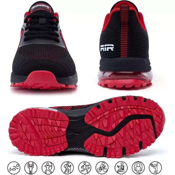 Womens Sneakers Air Running Shoes  Non Slip Tennis Shoes Women Breathable Lightweight Walking Shoes for Athletic Gym Workout Jogging Cross Trainers Black and Red Size 95