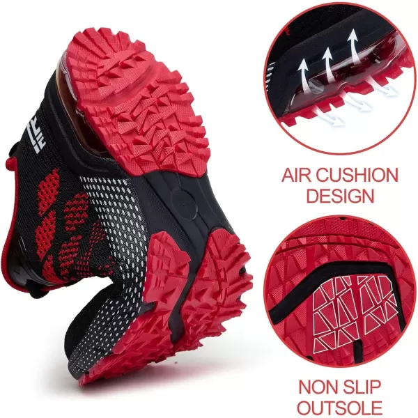 Womens Sneakers Air Running Shoes  Non Slip Tennis Shoes Women Breathable Lightweight Walking Shoes for Athletic Gym Workout Jogging Cross Trainers Black and Red Size 95