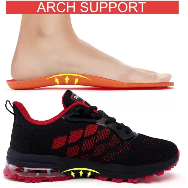 Womens Sneakers Air Running Shoes  Non Slip Tennis Shoes Women Breathable Lightweight Walking Shoes for Athletic Gym Workout Jogging Cross Trainers Black and Red Size 95