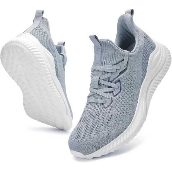 Akk Mens Hand Free Slip On Wide Walking Shoes Memory Foam Runnning Tennis Shoes Lightweight Breathable Casual SneakersSilvery Grey