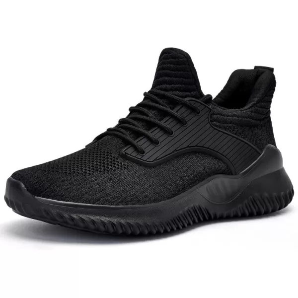 Akk Walking Shoes for Men Sneakers  Slip on Memory Foam Running Tennis Shoes for Athletic Workout Gym Indoor Outdoor Lightweight Breathable Casual SneakersAll Blackb