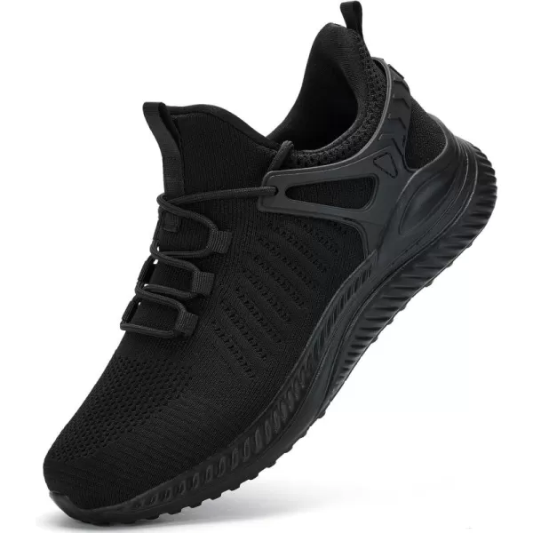 Akk Walking Shoes for Men Sneakers  Slip on Tennis Running Memory Foam Shoes for Athletic Workout Gym Indoor Outdoor Lightweight Breathable Casual SneakersWideallblack