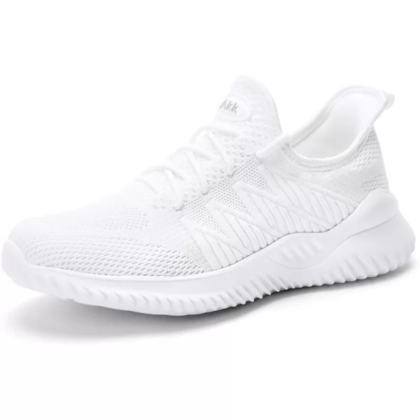 Akk Walking Shoes for Men Sneakers  Slip on Tennis Running Memory Foam Shoes for Athletic Workout Gym Indoor Outdoor Lightweight Breathable Casual Sneakers1803white