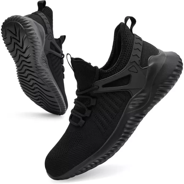 Akk Walking Shoes for Men Sneakers  Slip on Tennis Running Memory Foam Shoes for Athletic Workout Gym Indoor Outdoor Lightweight Breathable Casual SneakersNewallblack012