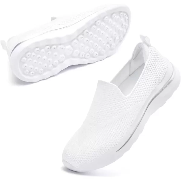 Akk Walking Shoes for Women  Slip on Memory Foam Lightweight SneakersA White