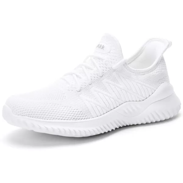 Akk White Sneakers for Men Walking Shoes Mens Workout Gym Slip On Running Tennis Memory Foam Shoes for Work White Size 11