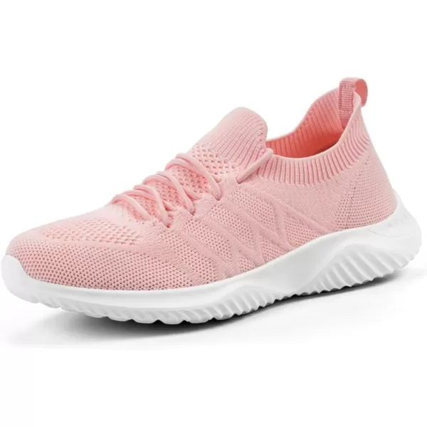 Akk Womens Walking Tennis Shoes  Slip On Memory Foam Lightweight Casual Sneakers for Gym Travel Work1804pink