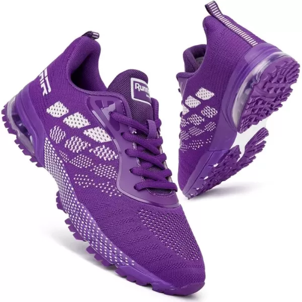 Womens Running Sneakers Air Shoes  Purple Tennis Shoes Women Non Slip Breathable Workout Shoes Lightweight Sports Cross Trainers for Athletic Gym Jogging Size 95