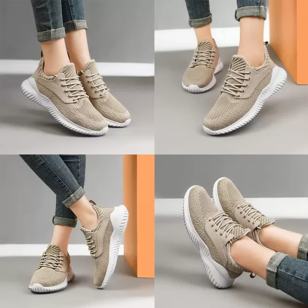 Akk Beige Sneakers for Women  Long Time Standing Work Slip On Jogging Outdoor Shoes Beige US 6