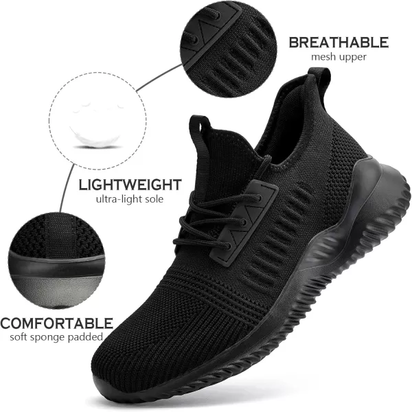 Akk Mens Athletic Walking Shoes  Comfy Memory Foam Lightweight Workout Casual Tennis Running Sneakers for Indoor Outdoor Allblack Size 115