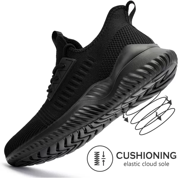 Akk Mens Athletic Walking Shoes  Comfy Memory Foam Lightweight Workout Casual Tennis Running Sneakers for Indoor Outdoor Allblack Size 115