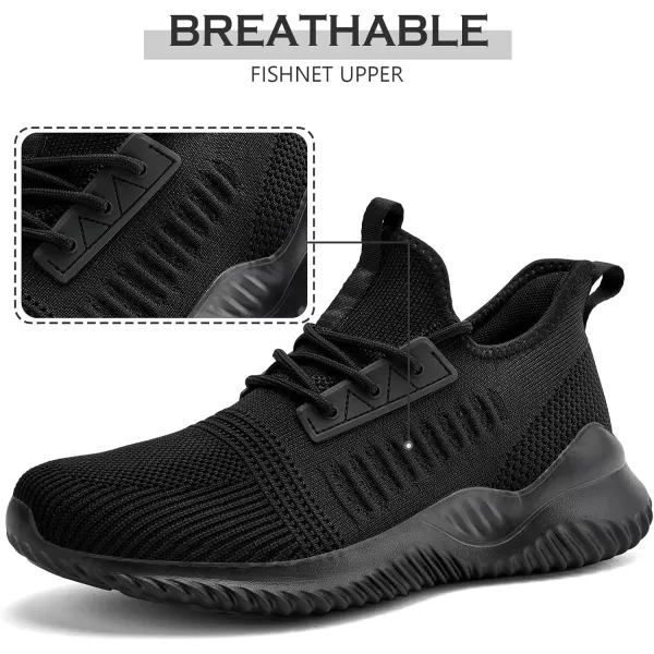 Akk Mens Athletic Walking Shoes  Comfy Memory Foam Lightweight Workout Casual Tennis Running Sneakers for Indoor Outdoor Allblack Size 115