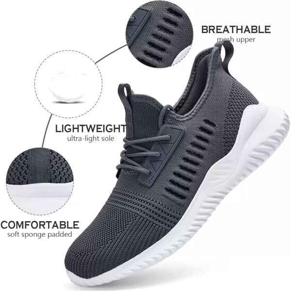 Akk Mens Memory Foam Running Shoes  Ultra Lightweight Slip on Walking Tennis Workout Shoes Breathable Mesh Casual Fashion Sneakers Darkgrey Size 11