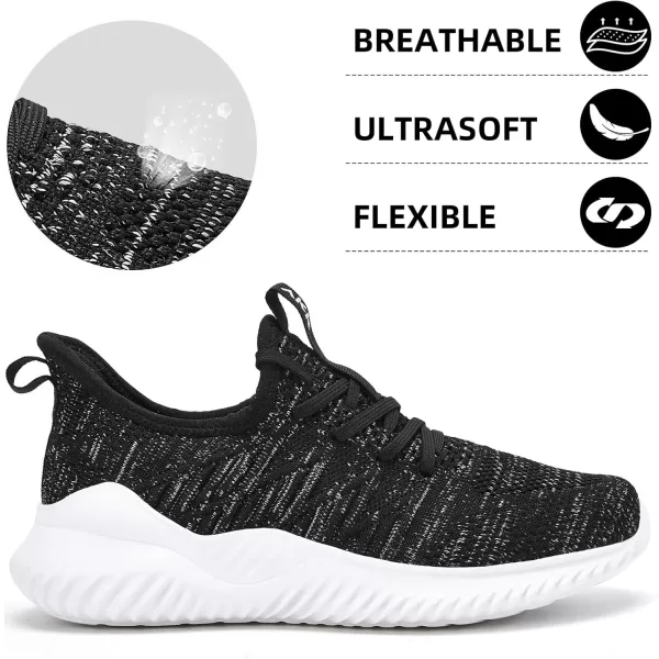 Akk Walking Shoes Women Tennis Slip On Memory Foam Lightweight Casual Sneakers for Gym Workout Travel Mixblack Size 8