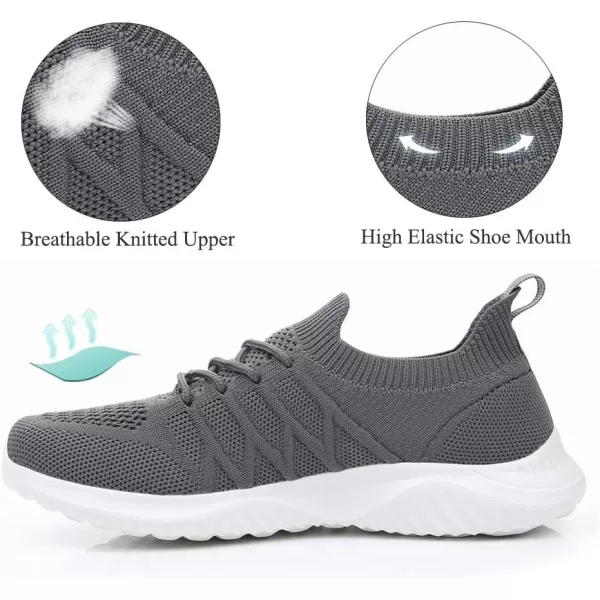 Akk Womens Athletic Walking Shoes  Slip On Sneakers Memory Foam Lightweight Tennis Running Sports Gym Shoe Dark Gray Size 9