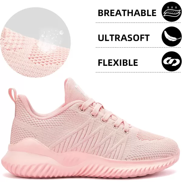 Akk Womens Walking Tennis Shoes  Slip On Memory Foam Lightweight Casual Sneakers for Gym Workout Travel Pink Size 8