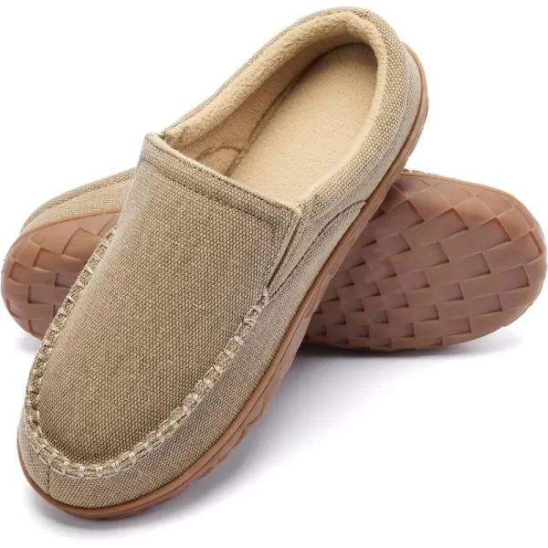 Mens Slip On House Slippers  Canvas House Shoes Warm Cozy Memory Foam Clogs Slippers Indoor Outdoor Home Slippers