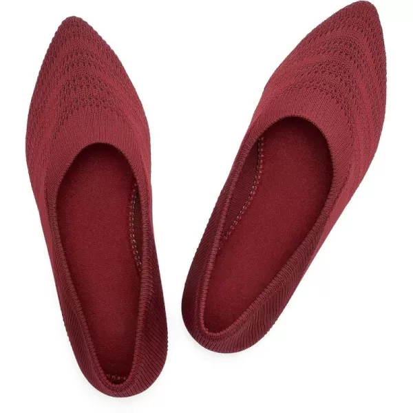 Womens Flats Wide Toe Shoes  Pointed Toe Knit Dress Shoes Comfort Women Shoes Slip On Ballet Classic Softable Shoes for WomanRed