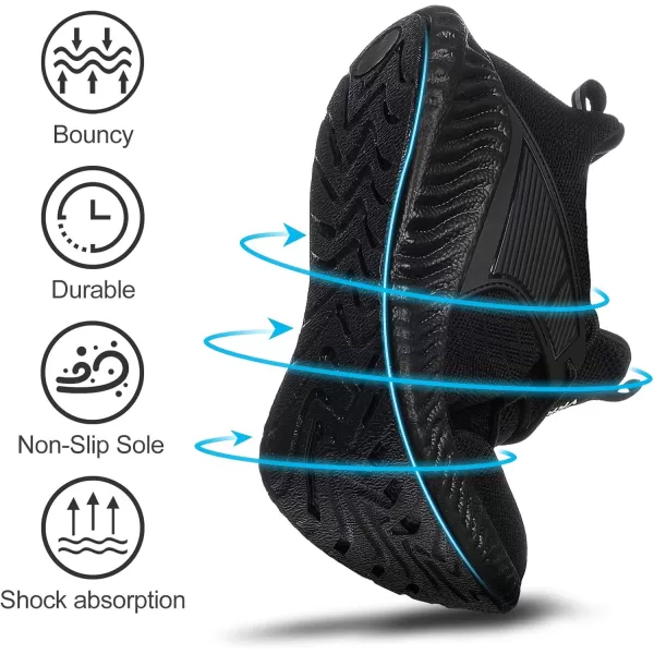 Walking Tennis Shoes for Men  Running Sneakers Slip on Shoes Mens Jogging Casual Lightweight Breathable Athletic Sport Gym All Black 95