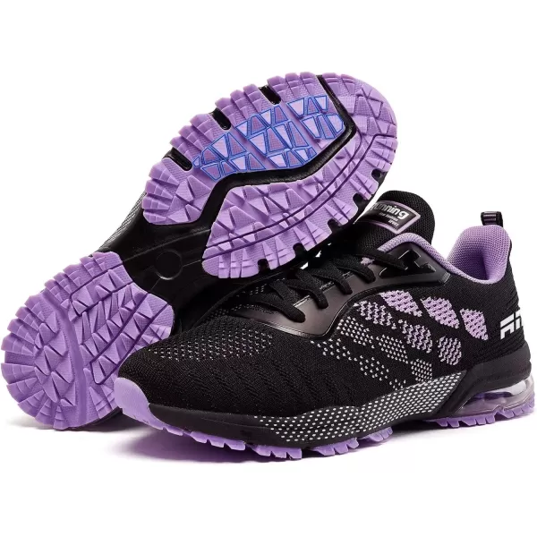 Women Air Athletic Running Shoes  Air Cushion Shoes for Womens Mesh Sneakers Fashion Tennis Breathable Walking Gym Work ShoesB BlackPurple