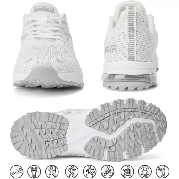 Women Air Athletic Running Shoes  Air Cushion Shoes for Womens Mesh Sneakers Fashion Tennis Breathable Walking Gym Work ShoesD WhiteGrey