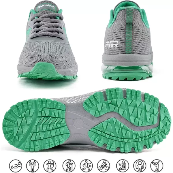 Women Air Athletic Running Shoes  Air Cushion Shoes for Womens Mesh Sneakers Fashion Tennis Breathable Walking Gym Work ShoesG GreyGreen