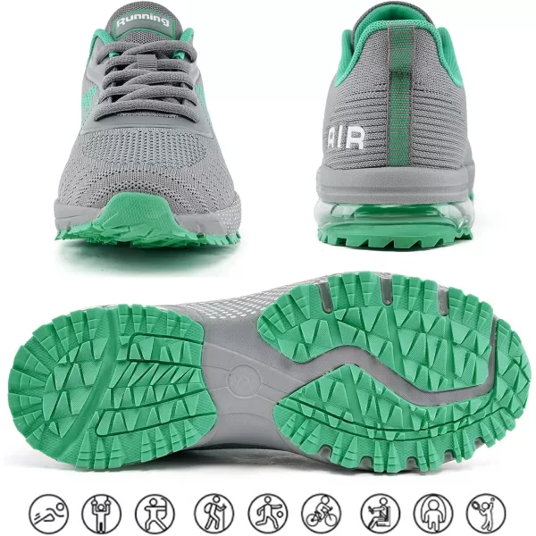 Women Air Athletic Running Shoes  Air Cushion Shoes for Womens Mesh Sneakers Fashion Tennis Breathable Walking Gym Work ShoesG GreyGreen