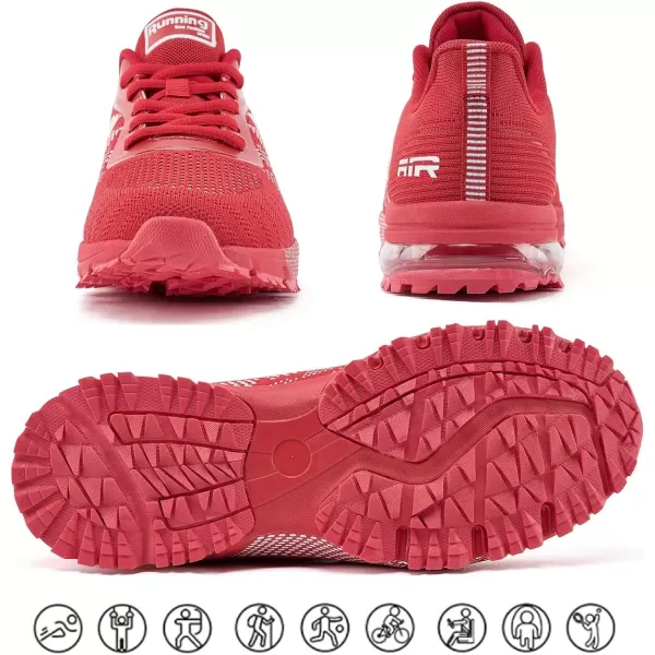 Women Air Athletic Running Shoes  Air Cushion Shoes for Womens Mesh Sneakers Fashion Tennis Breathable Walking Gym Work ShoesI RedWhite