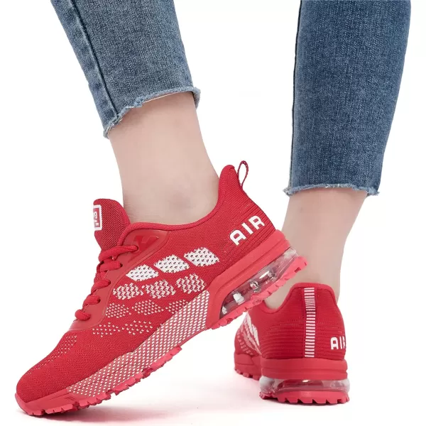 Women Air Athletic Running Shoes  Air Cushion Shoes for Womens Mesh Sneakers Fashion Tennis Breathable Walking Gym Work ShoesI RedWhite