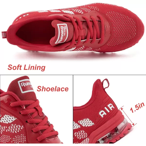 Women Air Athletic Running Shoes  Air Cushion Shoes for Womens Mesh Sneakers Fashion Tennis Breathable Walking Gym Work ShoesI RedWhite