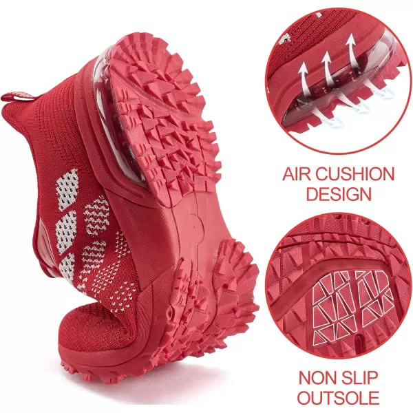 Women Air Athletic Running Shoes  Air Cushion Shoes for Womens Mesh Sneakers Fashion Tennis Breathable Walking Gym Work ShoesI RedWhite