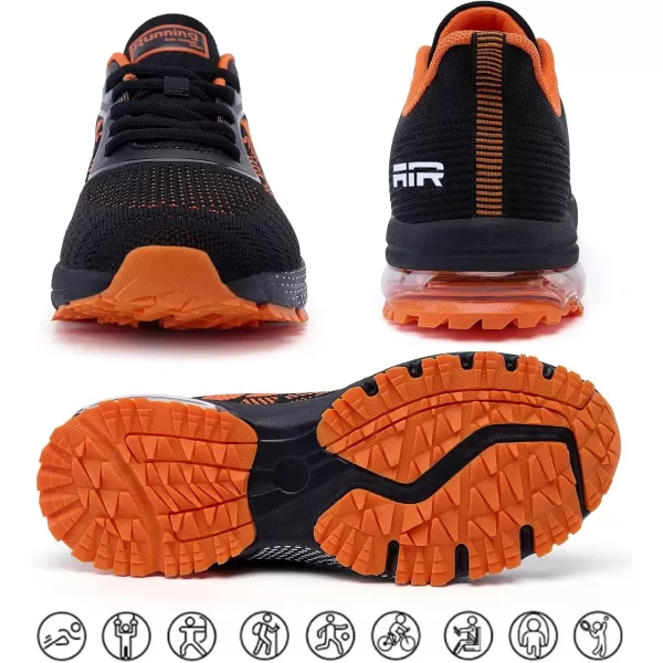 Women Air Athletic Running Shoes  Air Cushion Shoes for Womens Mesh Sneakers Fashion Tennis Breathable Walking Gym Work ShoesK BlackOrange