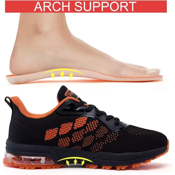 Women Air Athletic Running Shoes  Air Cushion Shoes for Womens Mesh Sneakers Fashion Tennis Breathable Walking Gym Work ShoesK BlackOrange