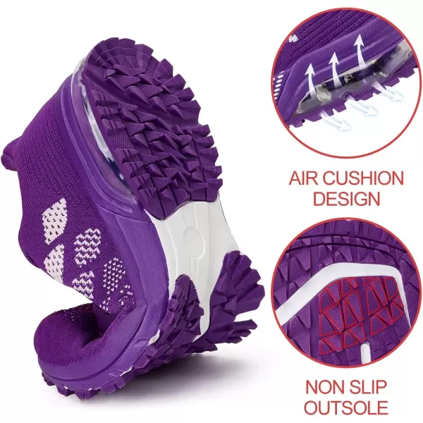 Women Air Athletic Running Shoes  Air Cushion Shoes for Womens Mesh Sneakers Fashion Tennis Breathable Walking Gym Work ShoesL Purple