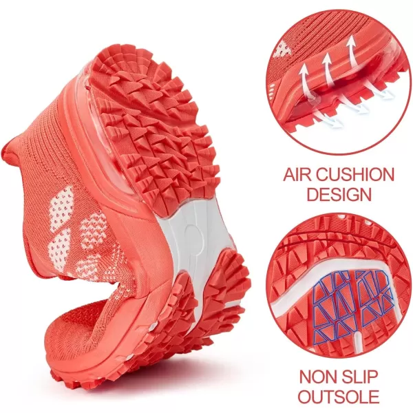 Women Air Athletic Running Shoes  Air Cushion Shoes for Womens Mesh Sneakers Fashion Tennis Breathable Walking Gym Work ShoesM Orange