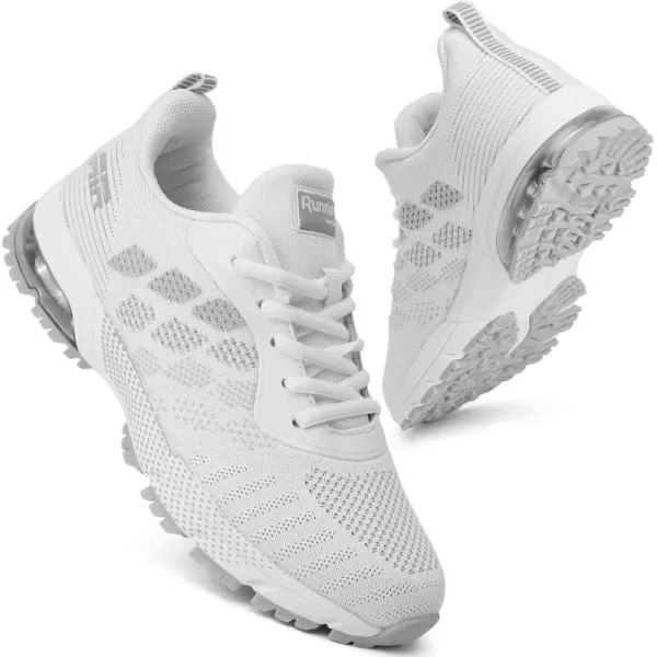 Women Air Athletic Running Shoes  Air Cushion Shoes for Womens Mesh Sneakers Fashion Tennis Breathable Walking Gym Work ShoesD WhiteGrey