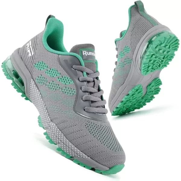 Women Air Athletic Running Shoes  Air Cushion Shoes for Womens Mesh Sneakers Fashion Tennis Breathable Walking Gym Work ShoesG GreyGreen