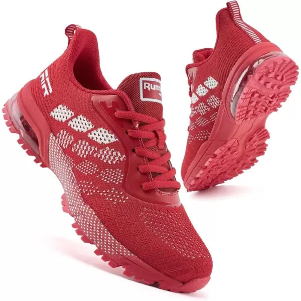 Women Air Athletic Running Shoes  Air Cushion Shoes for Womens Mesh Sneakers Fashion Tennis Breathable Walking Gym Work ShoesI RedWhite