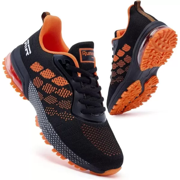 Women Air Athletic Running Shoes  Air Cushion Shoes for Womens Mesh Sneakers Fashion Tennis Breathable Walking Gym Work ShoesK BlackOrange