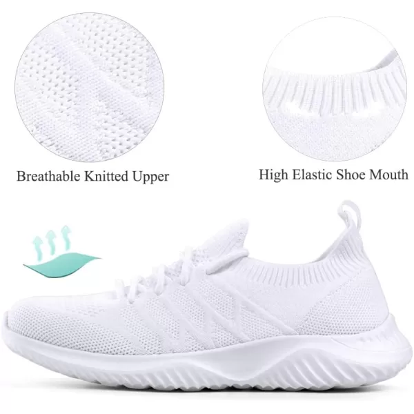 Akk White Sneakers for Women Walking Shoes Womens Comfy Tennis Memory Foam Gym Workout Athletic Nursing Running Work Shoes Size 8