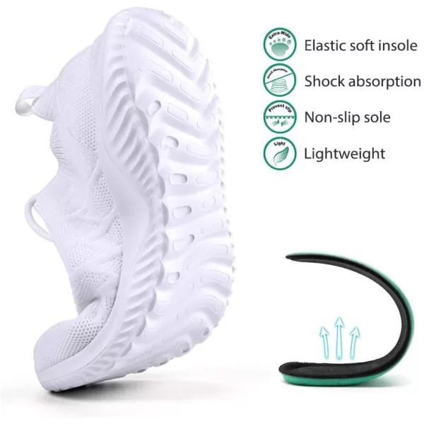 Akk White Sneakers for Women Walking Shoes Womens Comfy Tennis Memory Foam Gym Workout Athletic Nursing Running Work Shoes Size 8