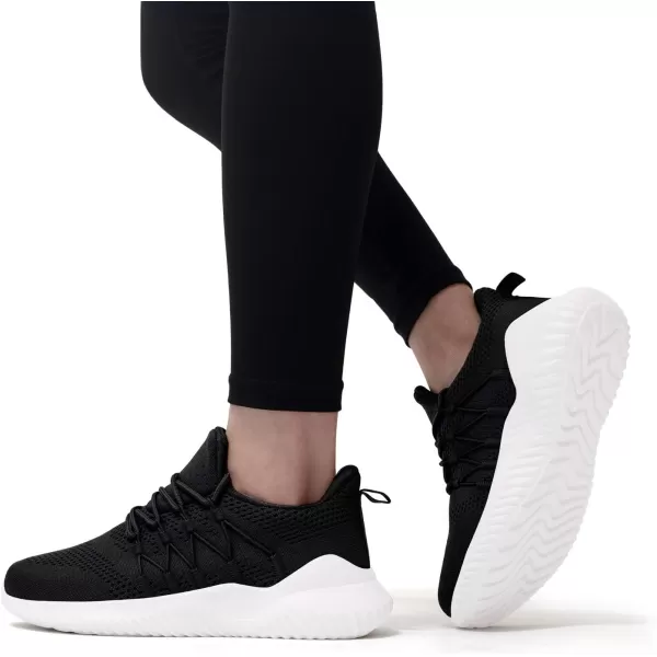 Akk Womens Walking Tennis Shoes  Slip On Memory Foam Lightweight Casual Sneakers for Gym Travel Work Black US 75EU 385