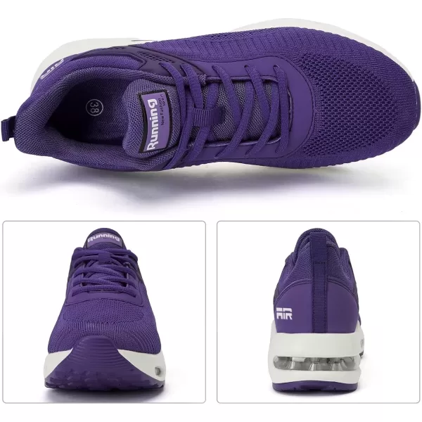 Womens Air Athletic Running Shoes  Air Cushion Shoes for Womens Mesh Walking Fashion Sneakers Breathable Sport Gym Work Tennis Shoes Purple