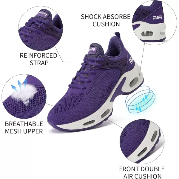 Womens Air Athletic Running Shoes  Air Cushion Shoes for Womens Mesh Walking Fashion Sneakers Breathable Sport Gym Work Tennis Shoes Purple