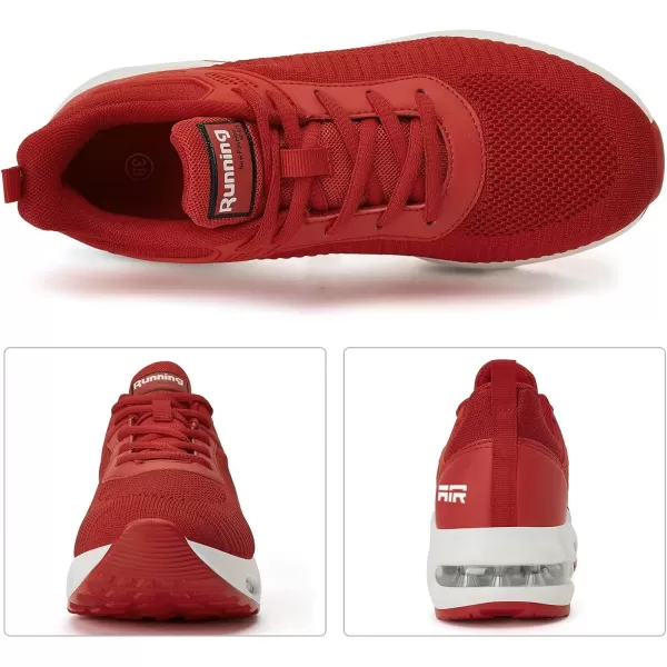 Womens Air Tennis Running Shoes  Air Cushion Shoes for Womens Mesh Walking Fashion Sneakers Breathable Sport Gym Work Shoes Red