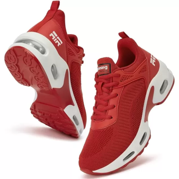 Womens Air Tennis Running Shoes  Air Cushion Shoes for Womens Mesh Walking Fashion Sneakers Breathable Sport Gym Work Shoes Red